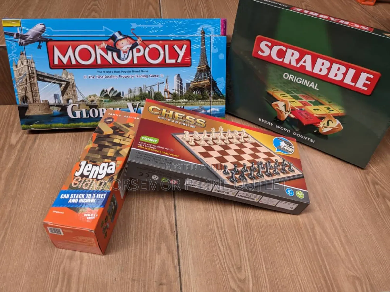 Scrabble, Monopoly, Chess and Jenga