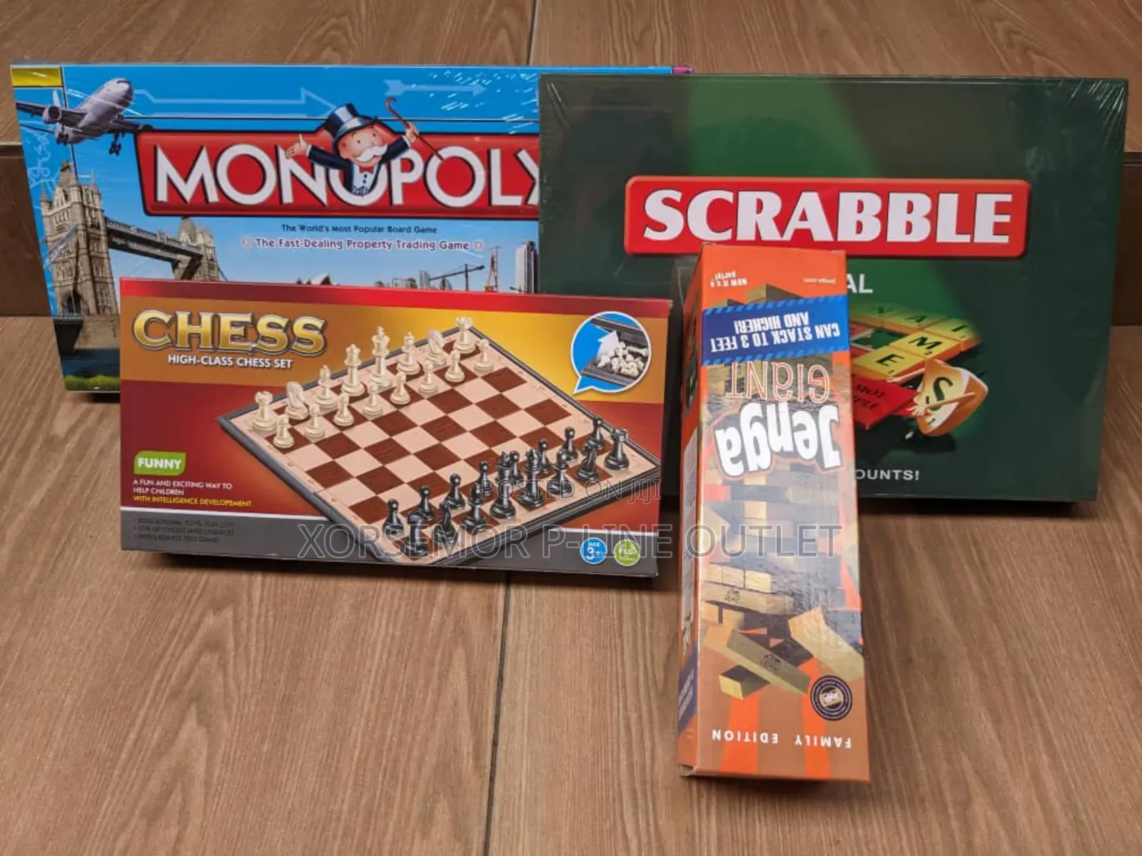 Scrabble, Monopoly, Chess and Jenga