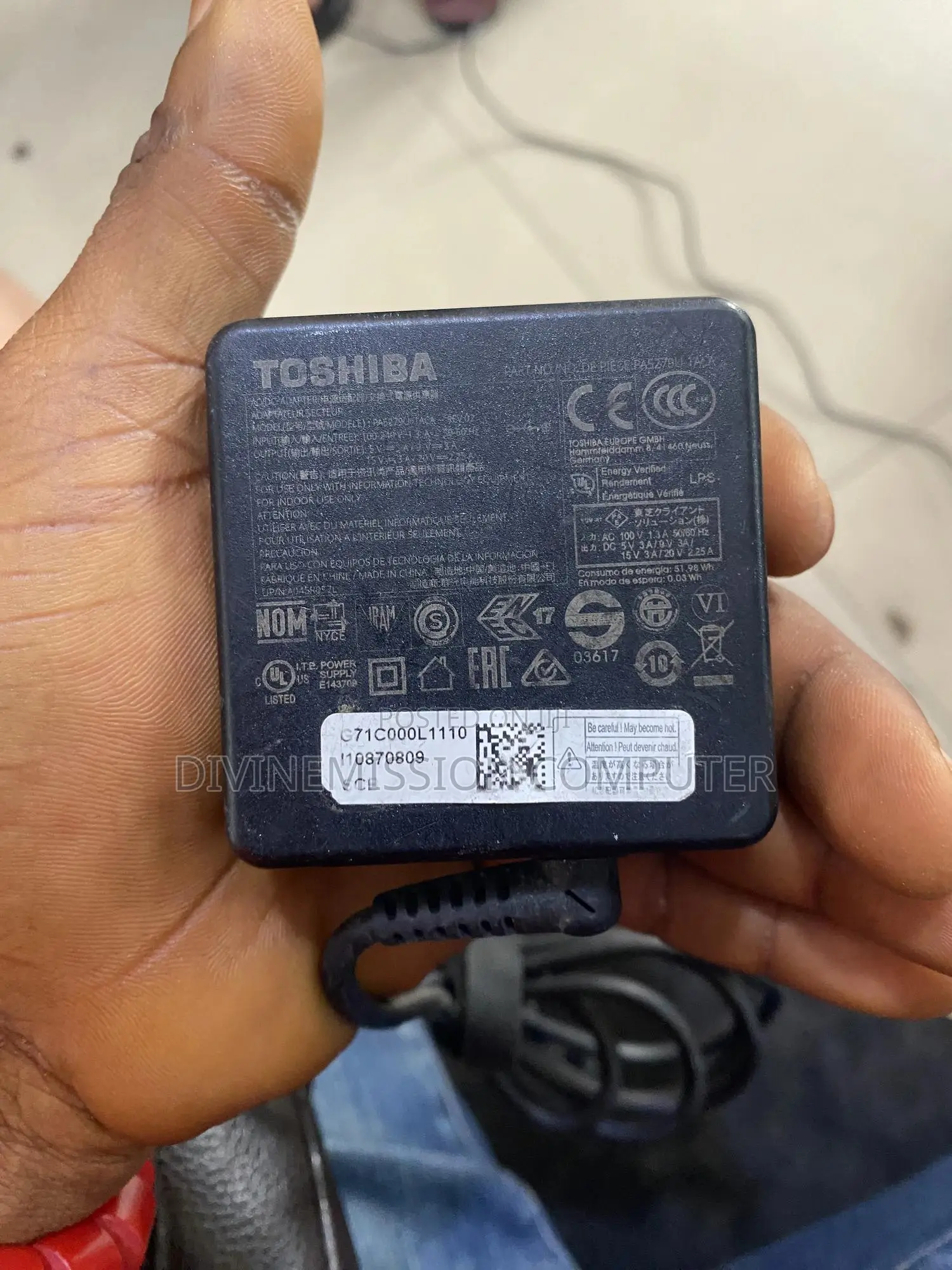 Toshiba Type C Laptop Adapter/Charger 5v9v12v~3A