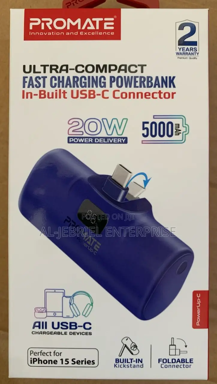 Promate POWERUP-C BLUE 5000mah Portable Power Bank ,USB-C