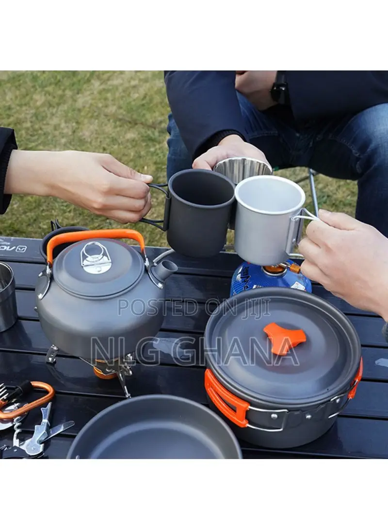 Outdoor Camping Cooking Set Pot Pan Teapot Cookware Set