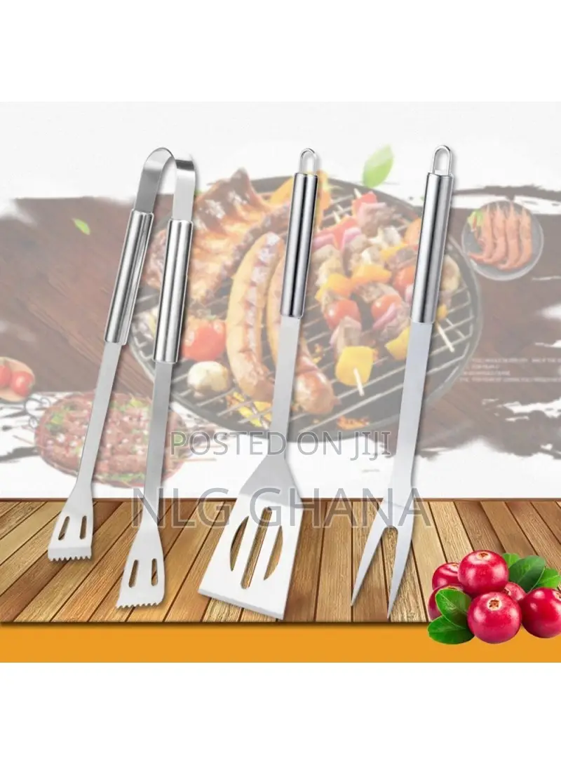 3pcs/Set Stainless Steel Spatula Fork Tong Set BBQ Grilling