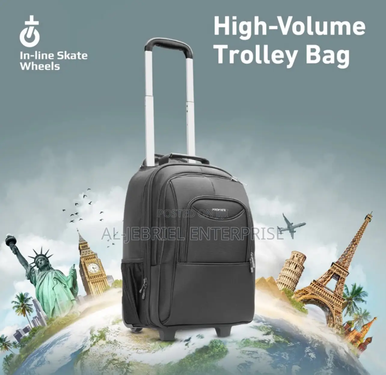 Promate Mogul-Tr Heavy Duty High Volume Trolley Backpack