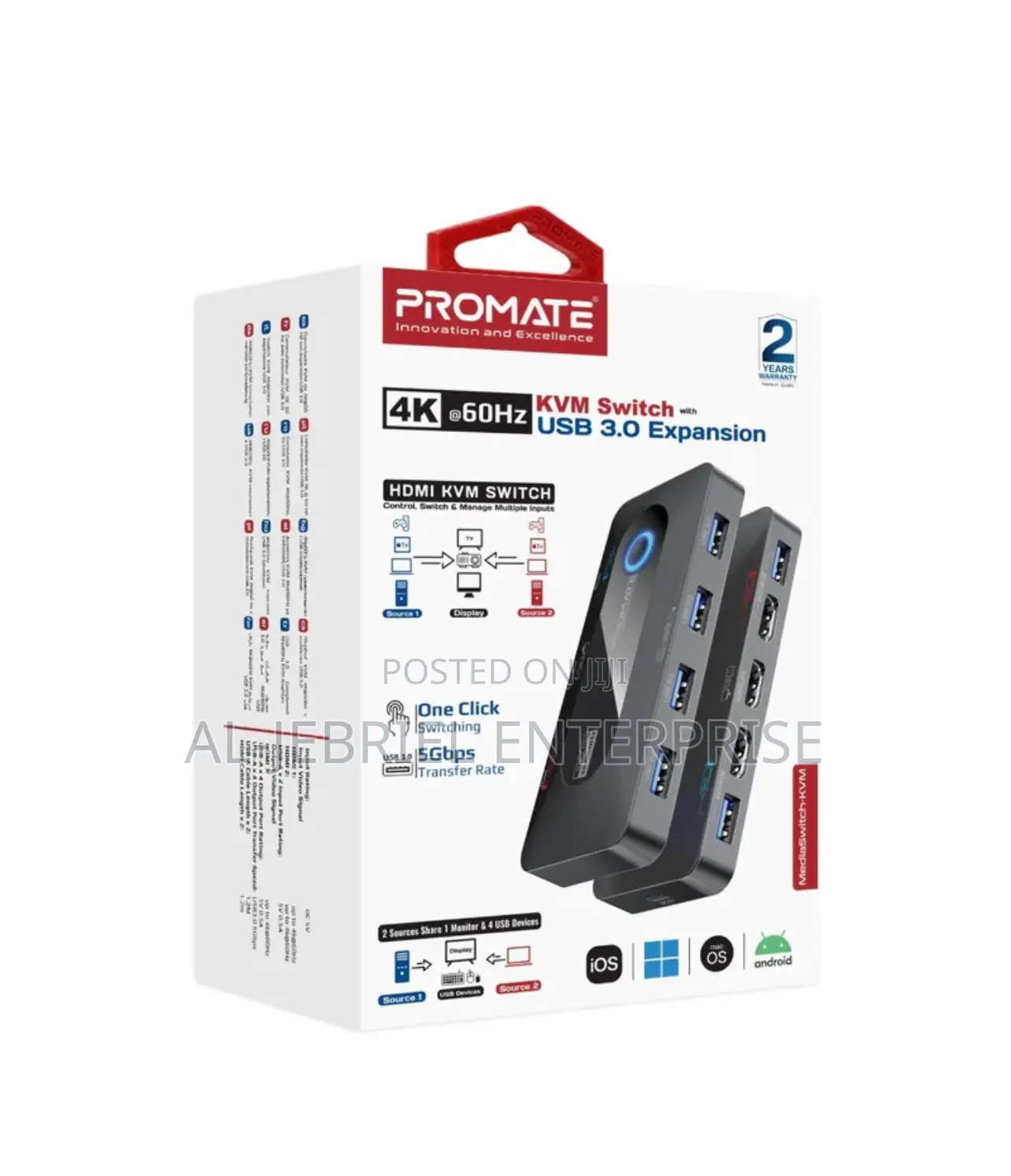Promate Mediaswitch 60hz KVM Switch + Built in USB Hub