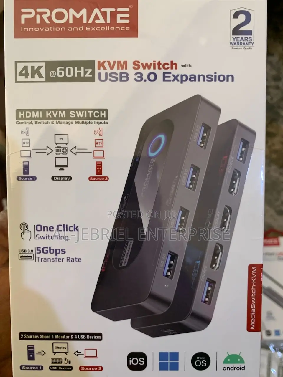 Mediaswitch Promate KVM Switch With USB 3.0 Expansion