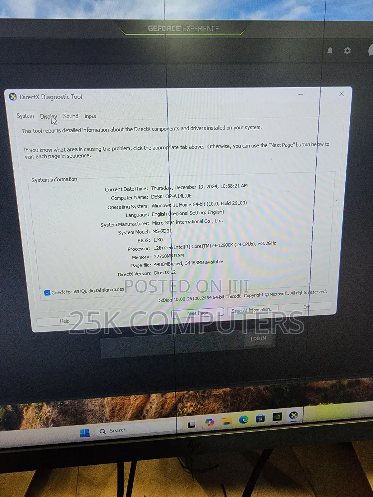 New Desktop Computer MSI Model 32GB Intel Core I9 SSD 1T