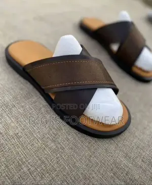Brown Executive Double-strapped Crossed Slippers