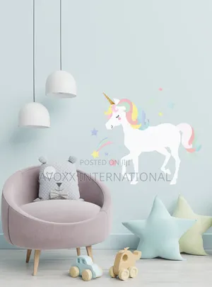 Watercolor Twinkling Unicorn W/Stars Peel Stick Stickers