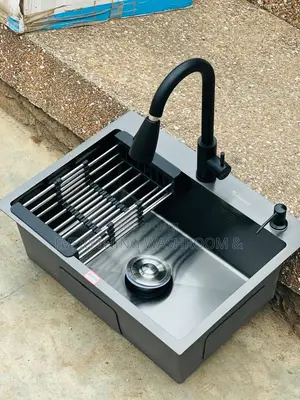 Black Sink Single Bowl_ Pullout Faucet Included