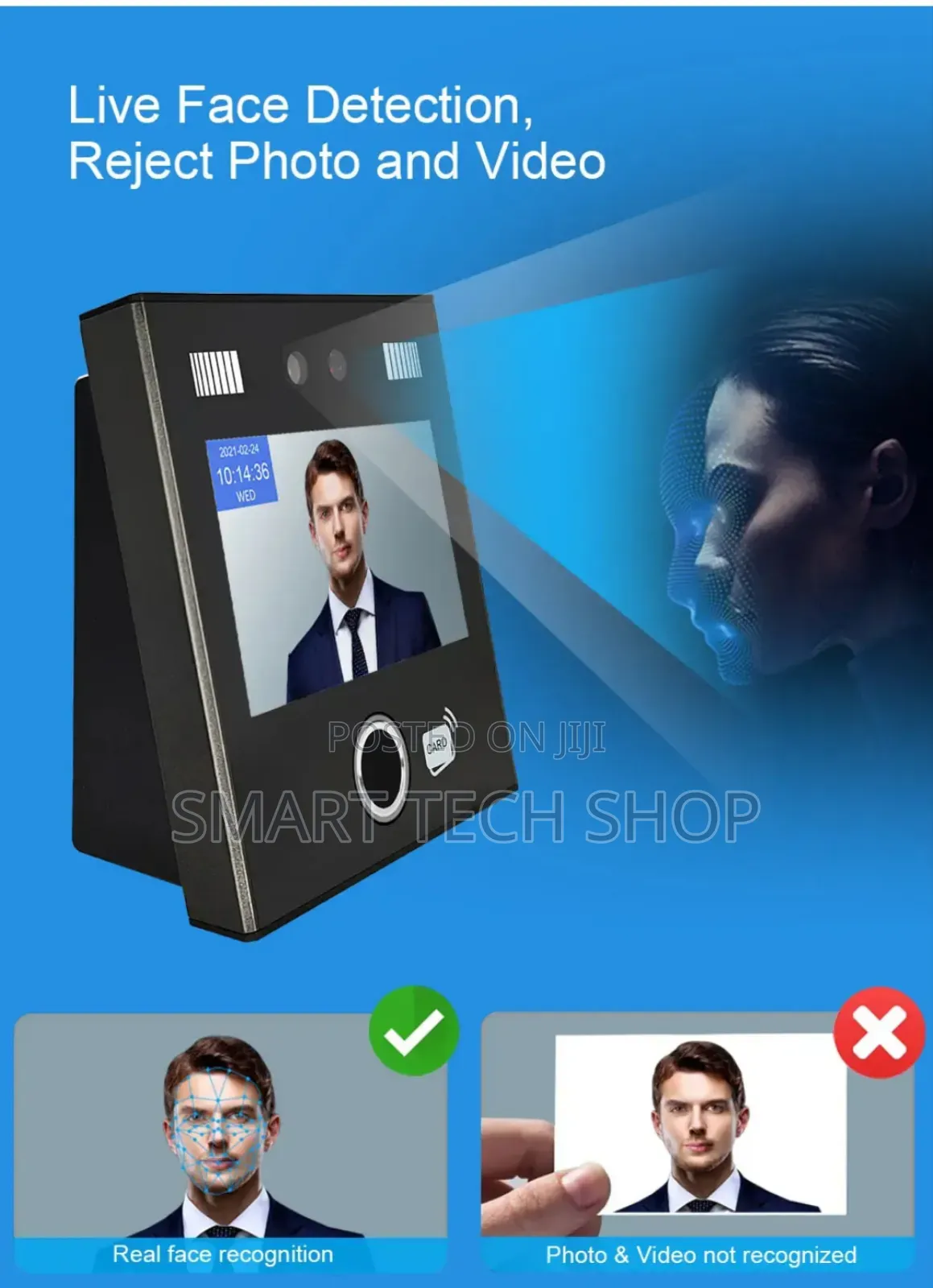AI Dynamic Face Recognition Time Attendance Built In Battery