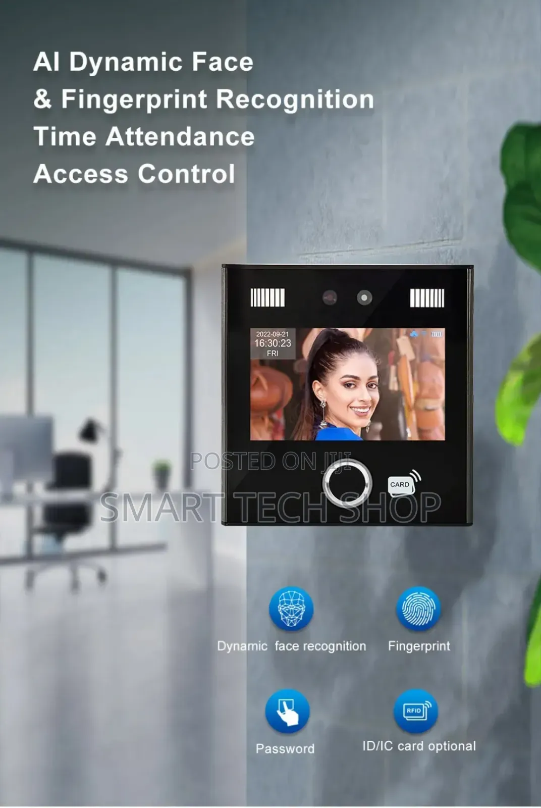 AI Dynamic Face Recognition Time Attendance Built In Battery