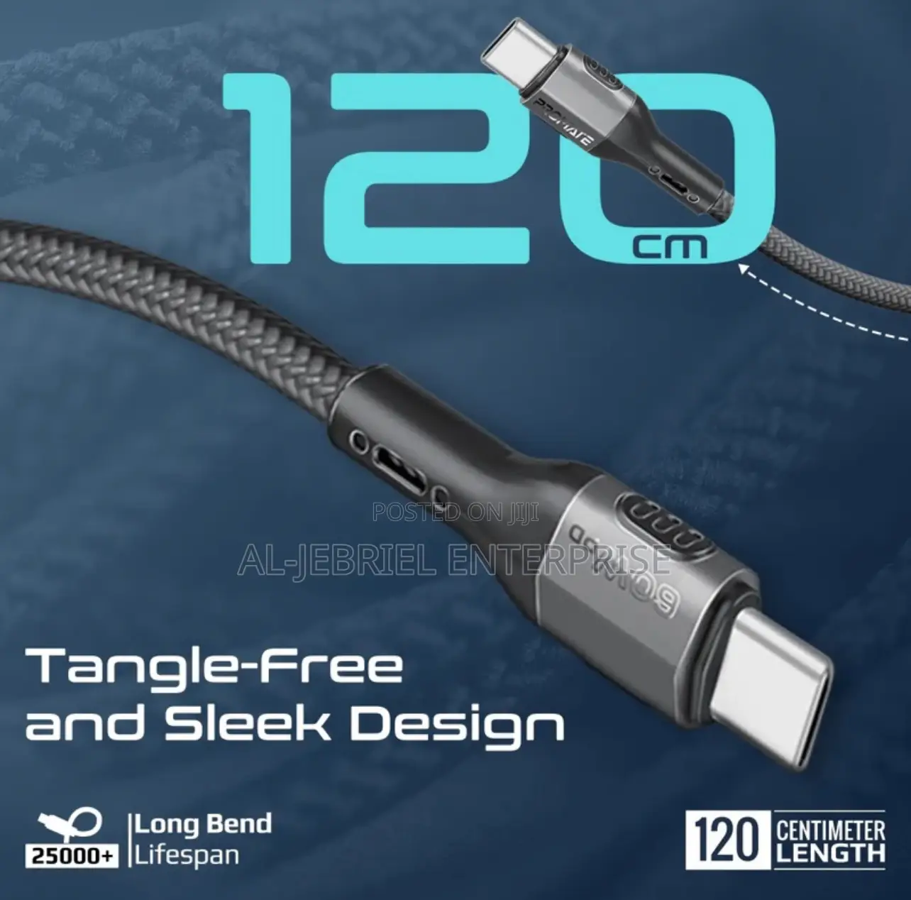 Promate Fletchlink-Cc 60W Power Delivery USB-C Cable