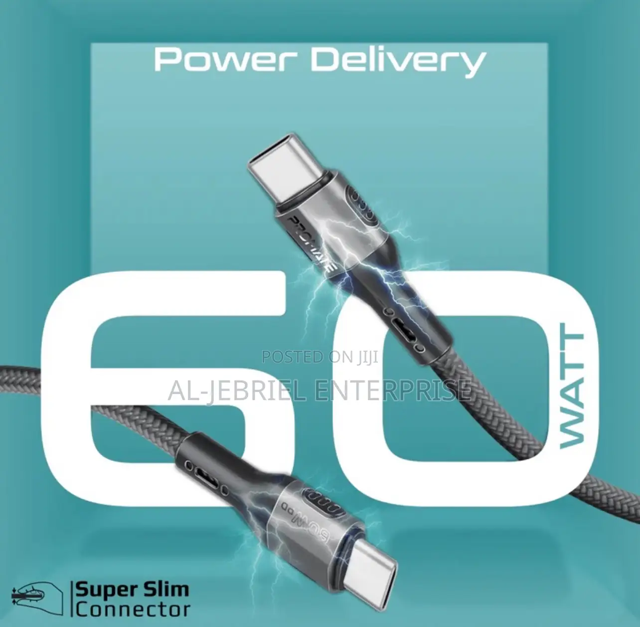 60 Watts PD Promate Fletchlink-Cc USB-C to USB-C Cable