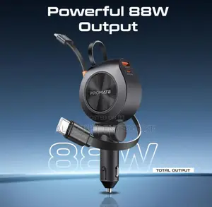 Promate Drivegear-R2 4-in-1 88W Car Charger With 30W USB-C