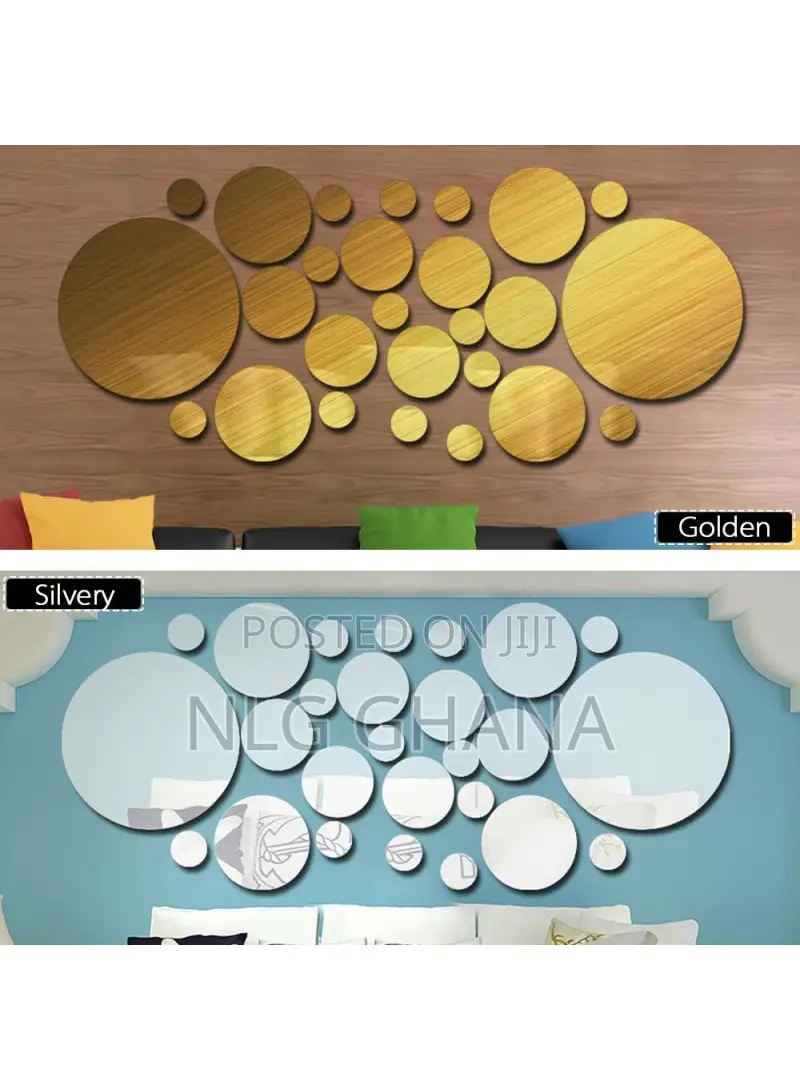 26pcs/Set Acrylic Polka Dot Wall Mirror Stickers Mural Stick