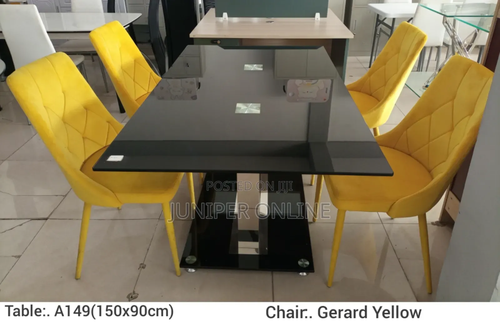 Yellow Dinning 4 Chairs