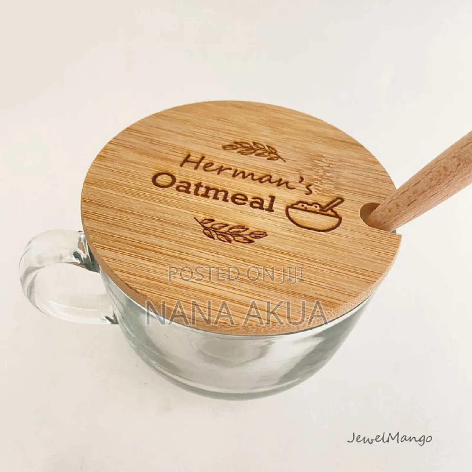 Glass Mug With Lid and Spoon (Customised)