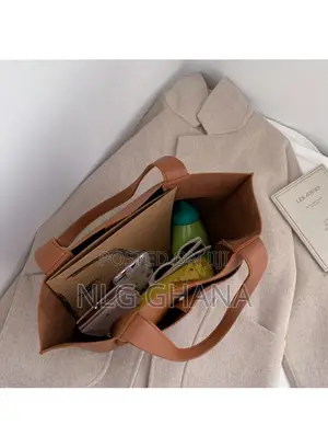 Large PU Leather Tote Handbag Top-Handle Women's Bucket Shou