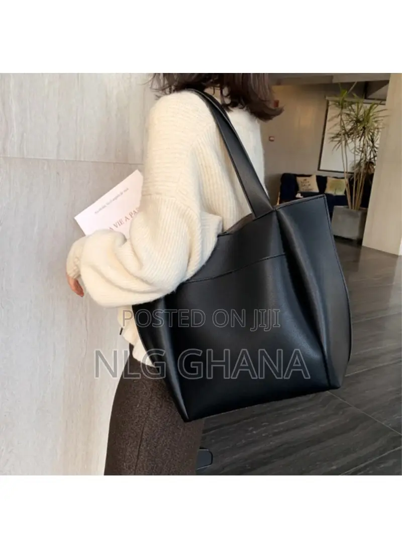 Large PU Leather Tote Handbag Top-Handle Women's Bucket Shou