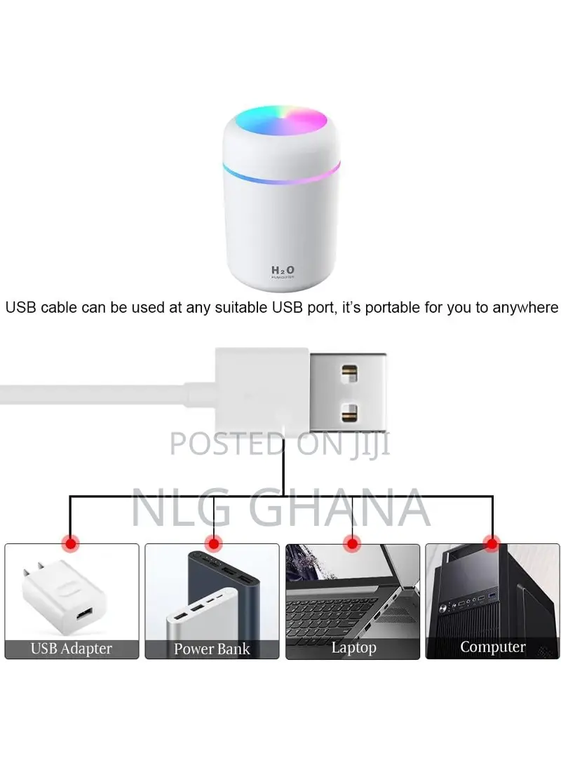 300ml Portable Colorful Cool Mini Air Humidifier Essential O