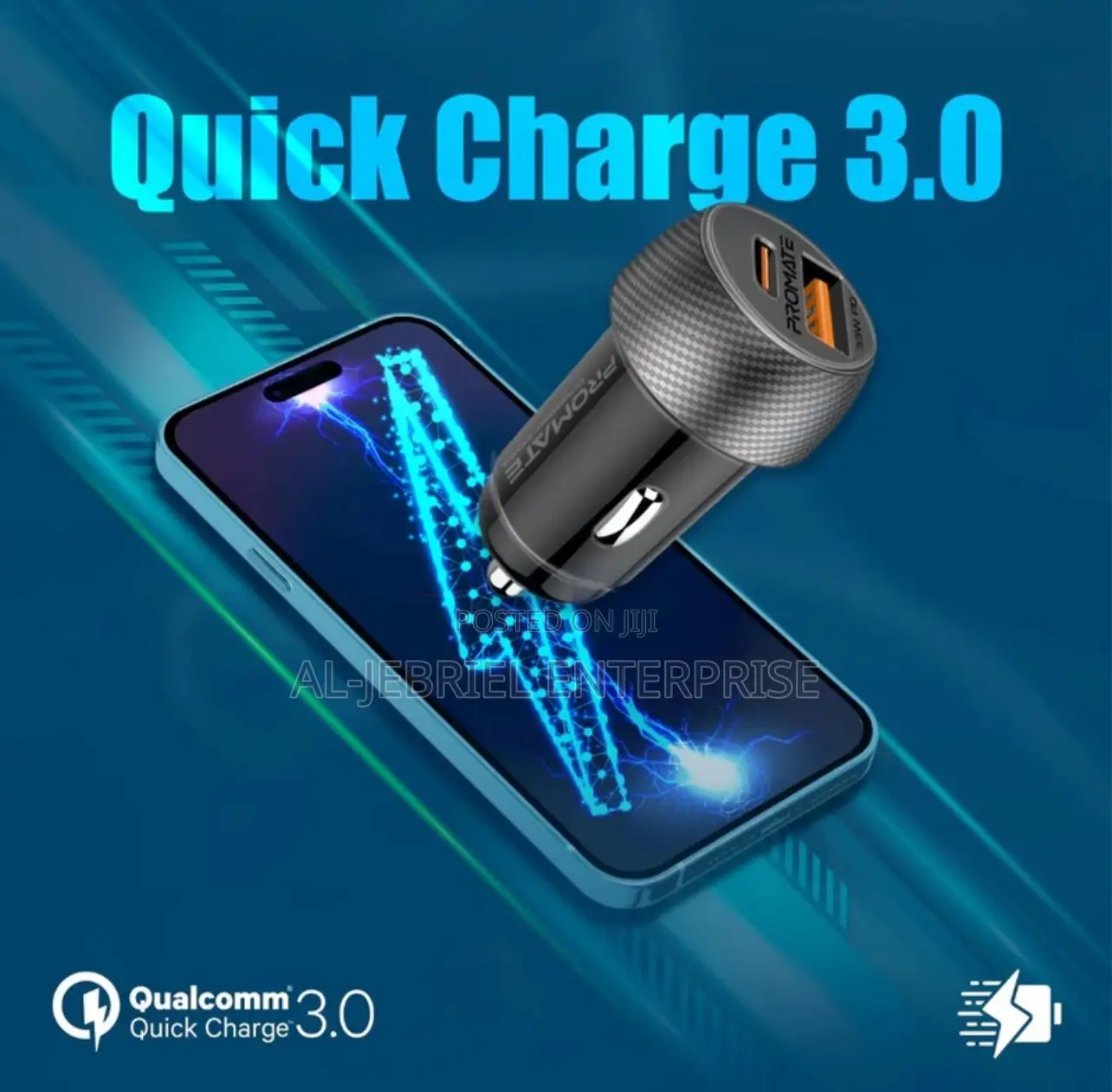 Promate Drivegear-Pd33 High Speed QC 3.0 Compact Car Charger