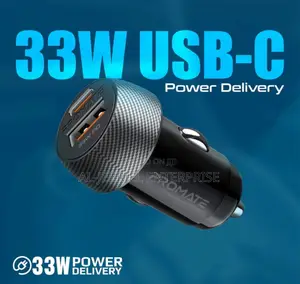 33 Watts USB-C Promate Drivegear Ultra-Compact Car Charger