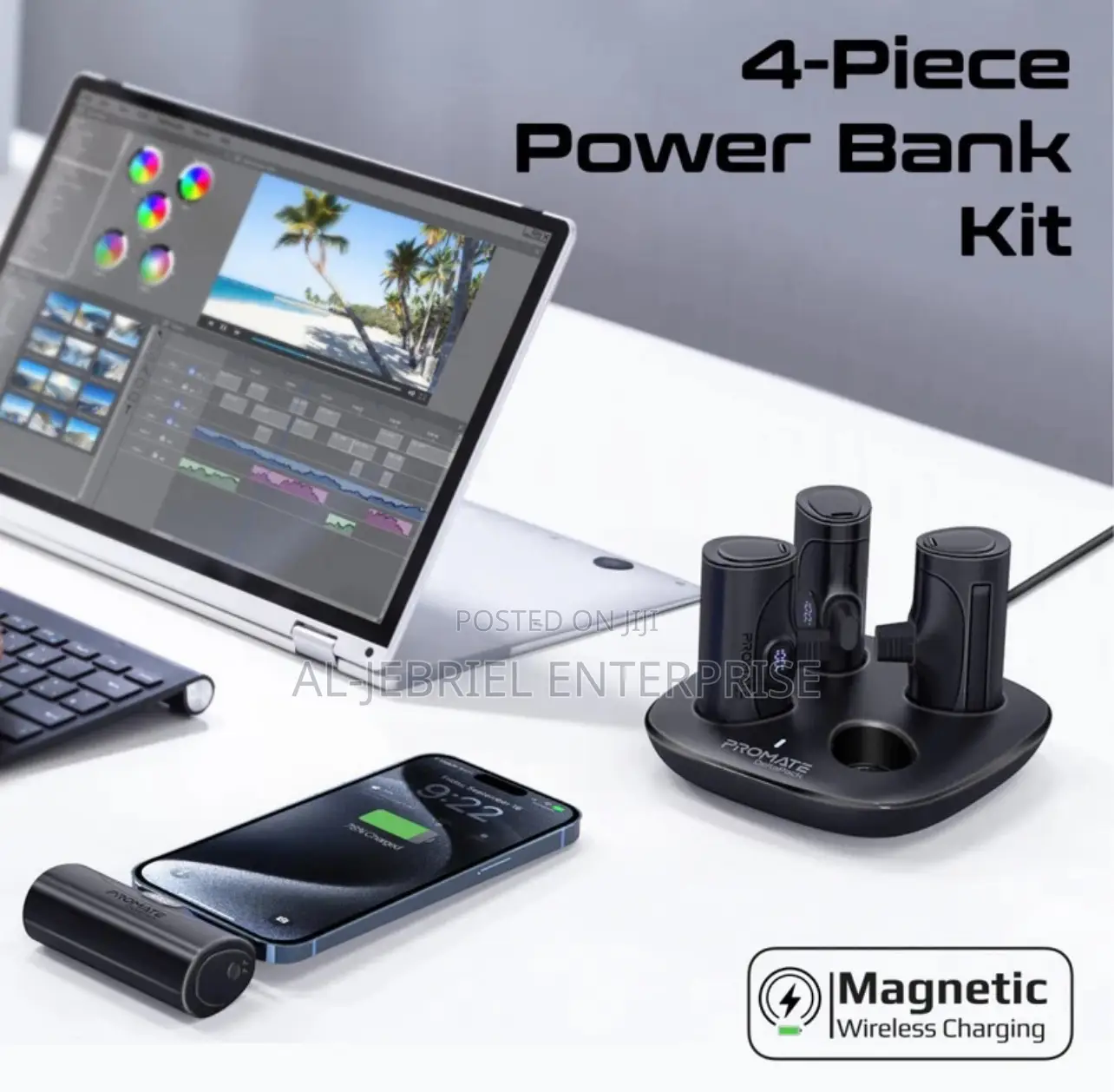 5000mah Promate Deltapack 4-Piece Power Bank Kit+Kickstands