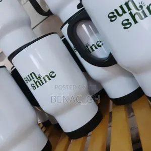 White Travel Mug With Printing as Souvenirs