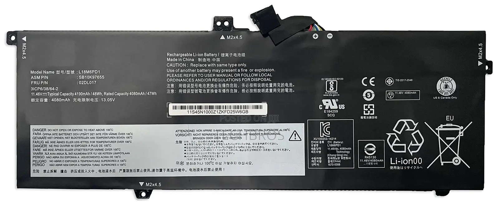 Original Lenovo Battery for Thinkpad X13 X390 X395- L18C6PD1