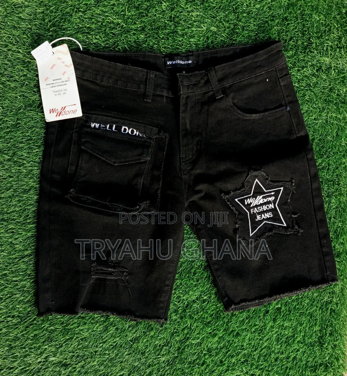 Original Quality Well-Done Black Jeans Shorts for Sale