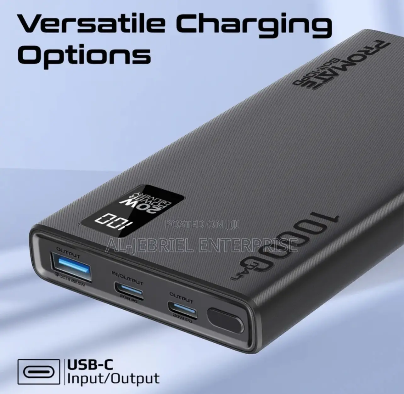 Promate BOLT-10 10000mah Slim Power Bank With 20W PD USB-C