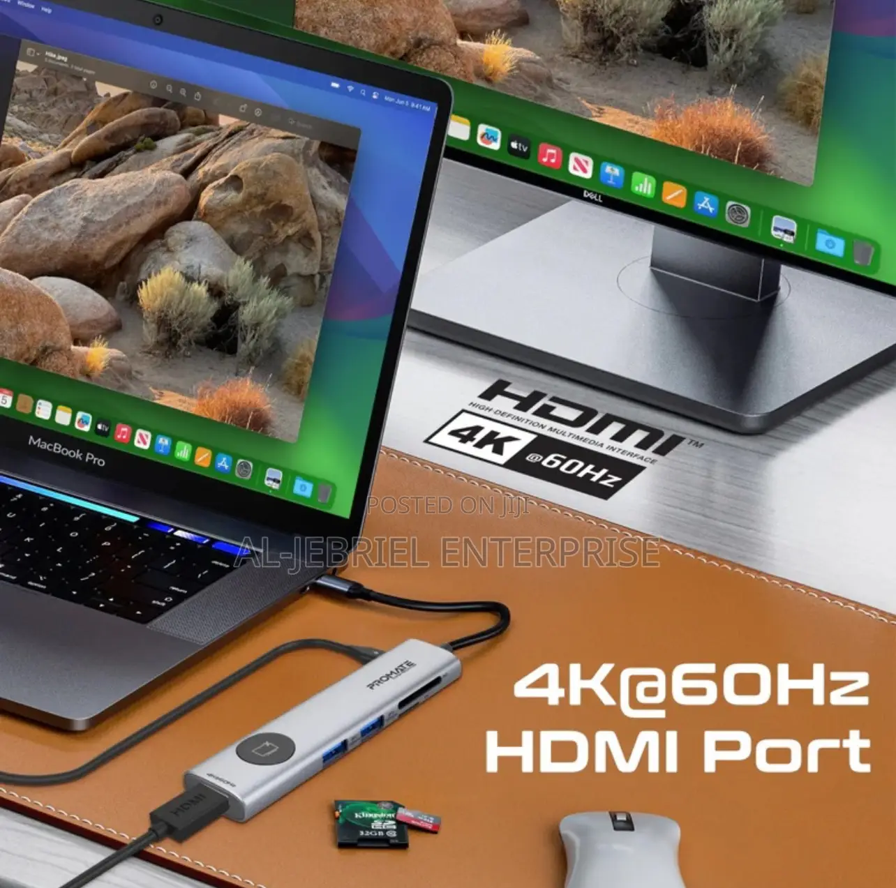 Promate 9-in-1 Multiport Usb-C Hub+HDMI Display Off Button