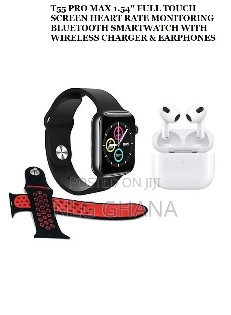 T55 PRO Max 1.54" Full Touch Screen Heart Rate Monitoring Bl