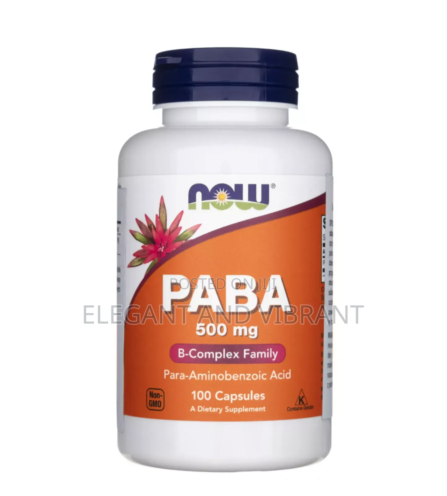 Now Foods PABA (P-Aminobenzoic Acid) 500 Mg 100 Capsules