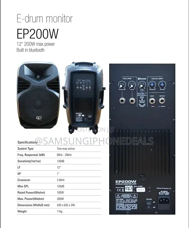 Ep Powered Drum Monitor/Amp 12" Speaker With Bt