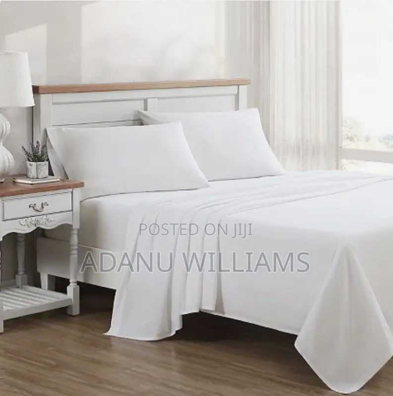 Luxurious Plain White Bedsheet 6pcs Set for Hotel Etc