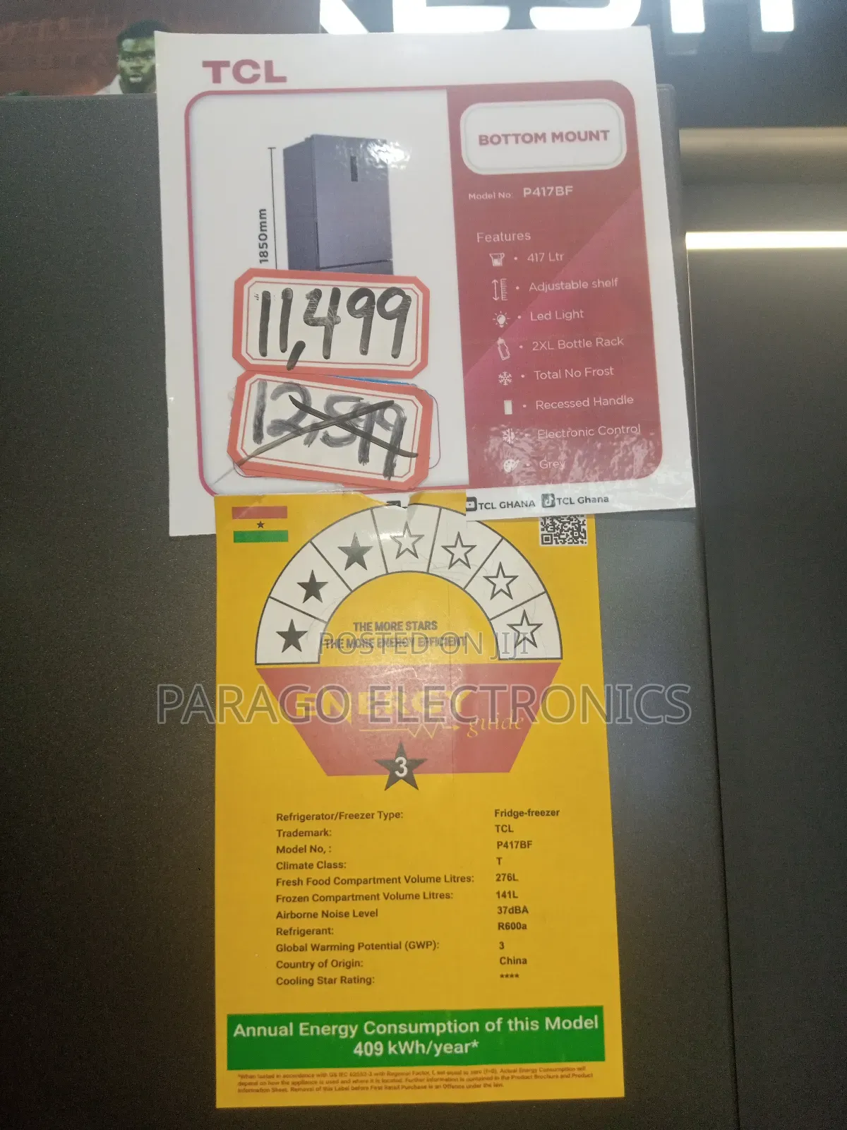 TCL Inverter Refrigerator Bottom Freezer
