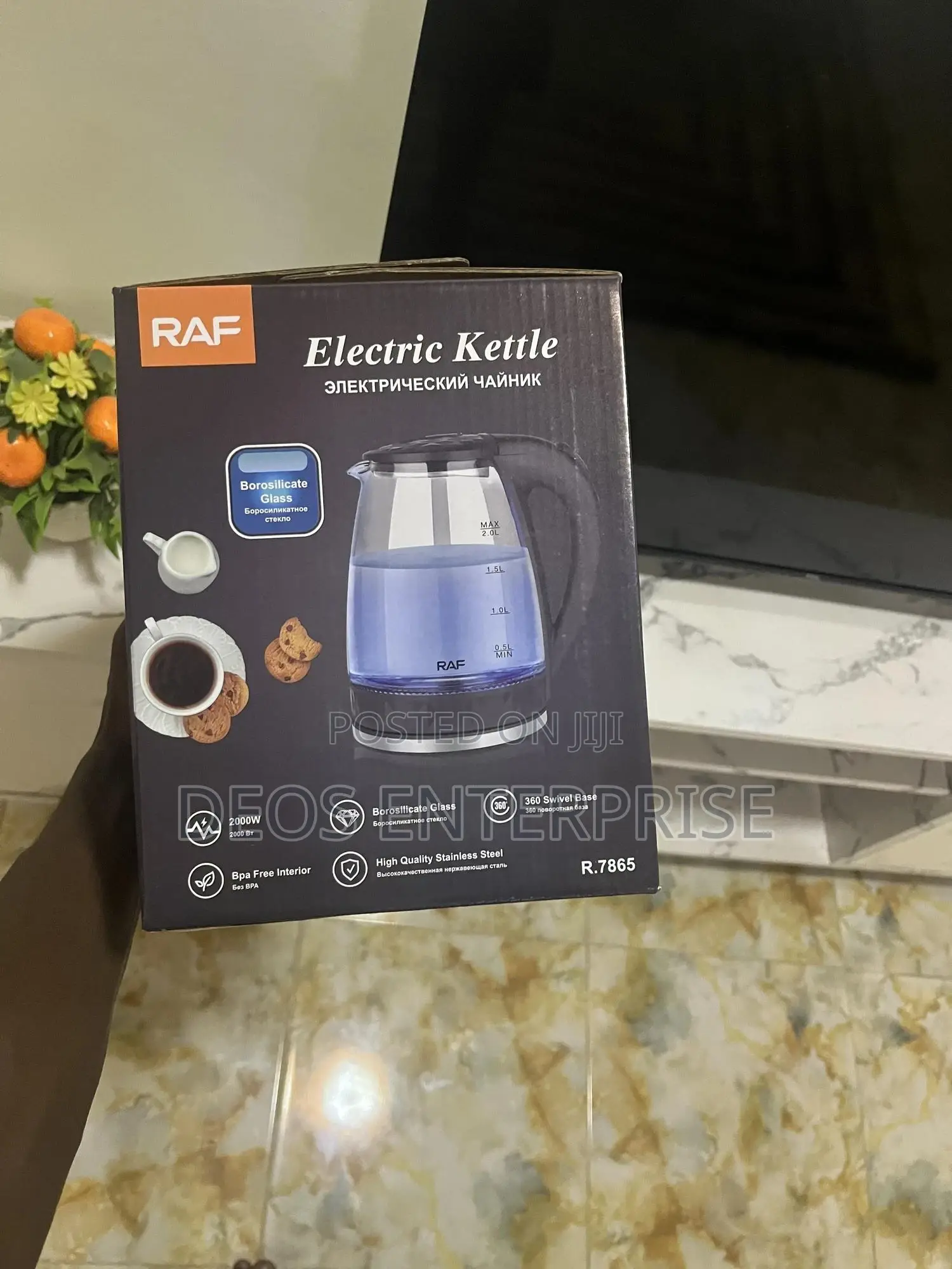 High Quality Glass 2L RAF Kettle