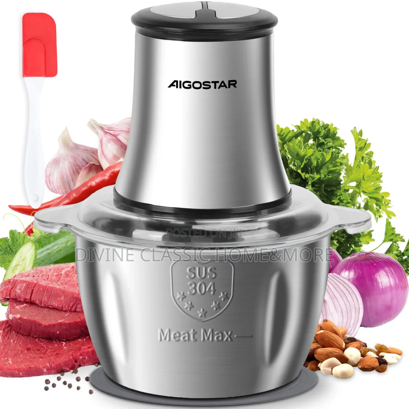 Aigostar Food Chopper Stainless-Steel Bowl (Meat Grinder)
