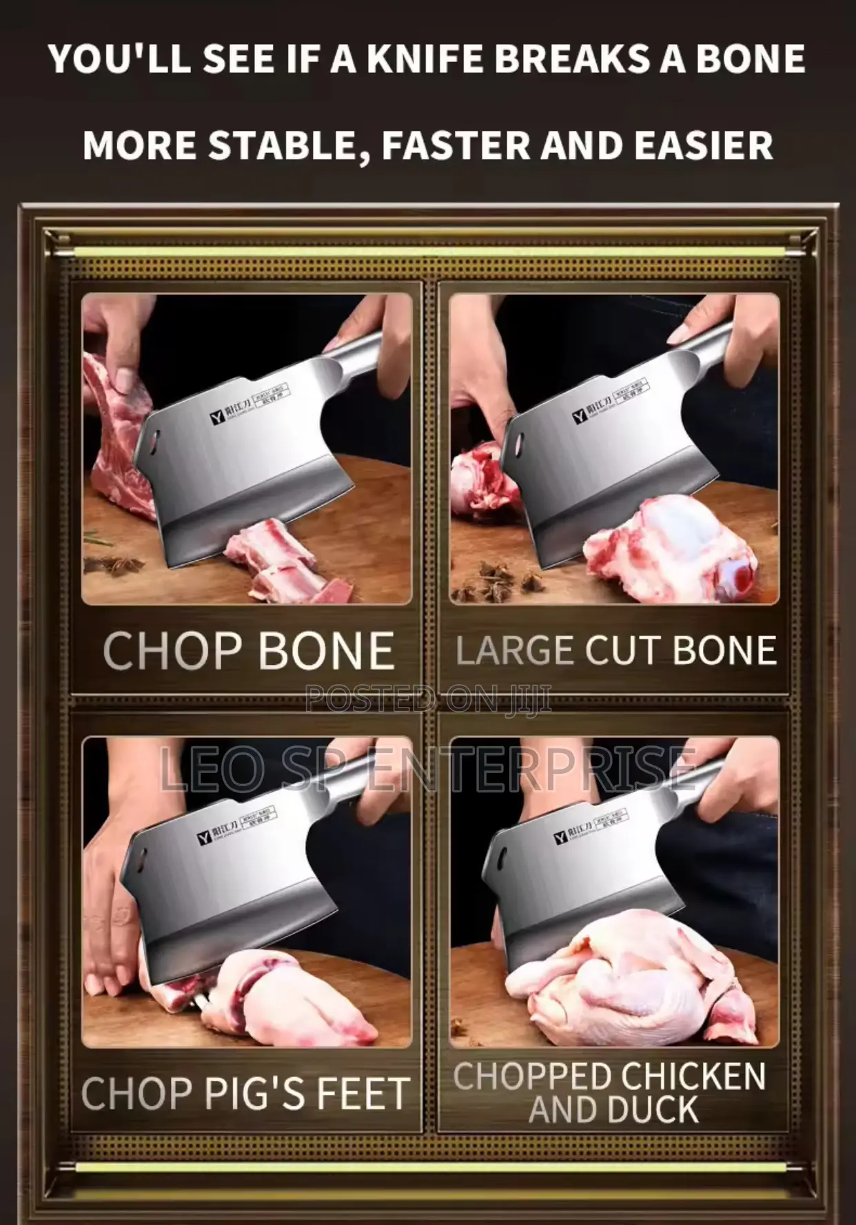 All Steel Kitchen Bone Chopping Knife