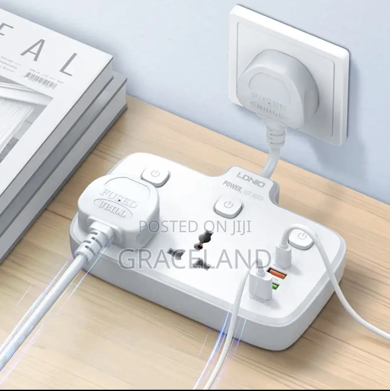 Original LDNIO Power Tv Socket Adapter Multi Outlet 3 USB