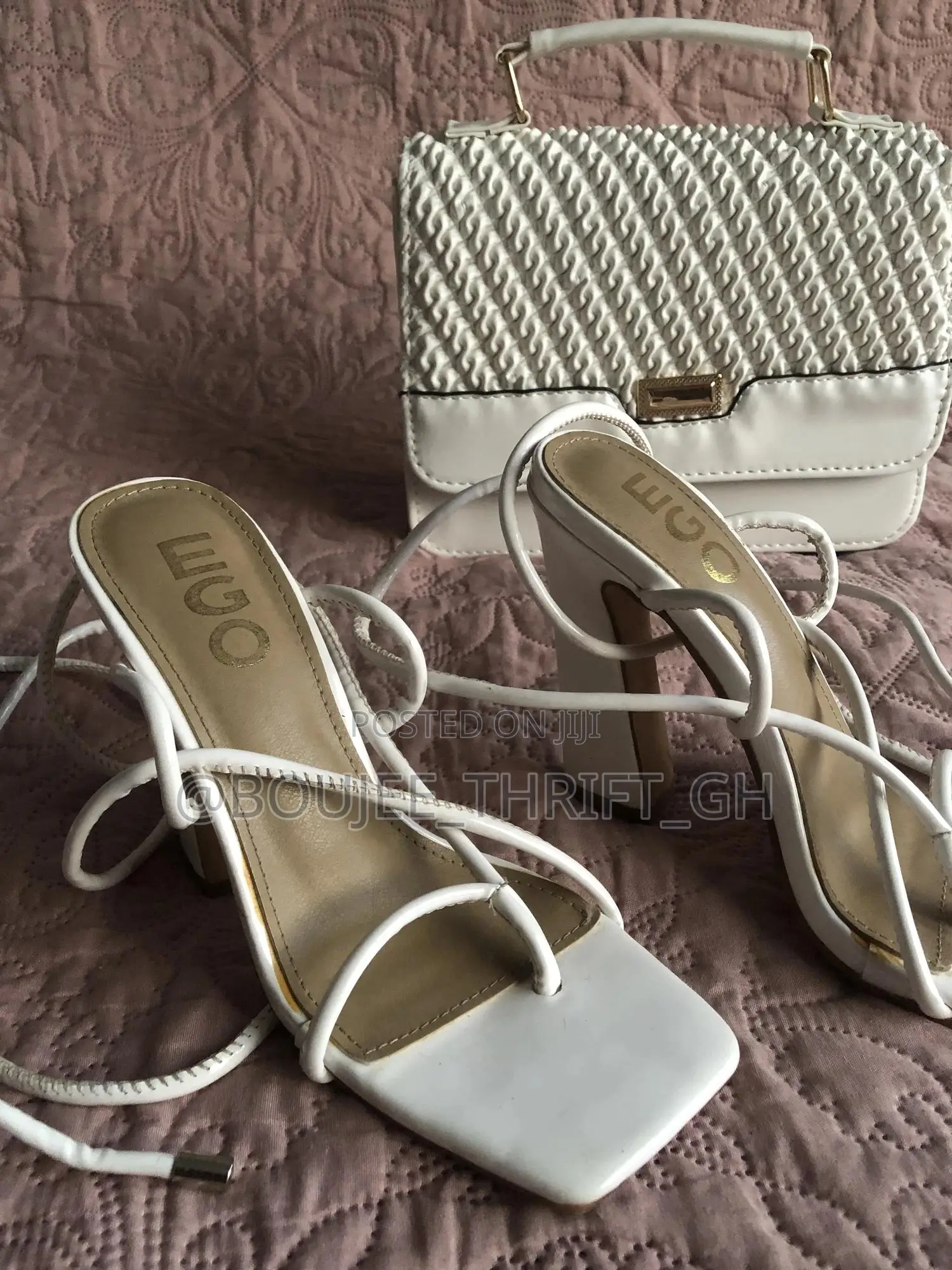 White Ego Lace Up Heels