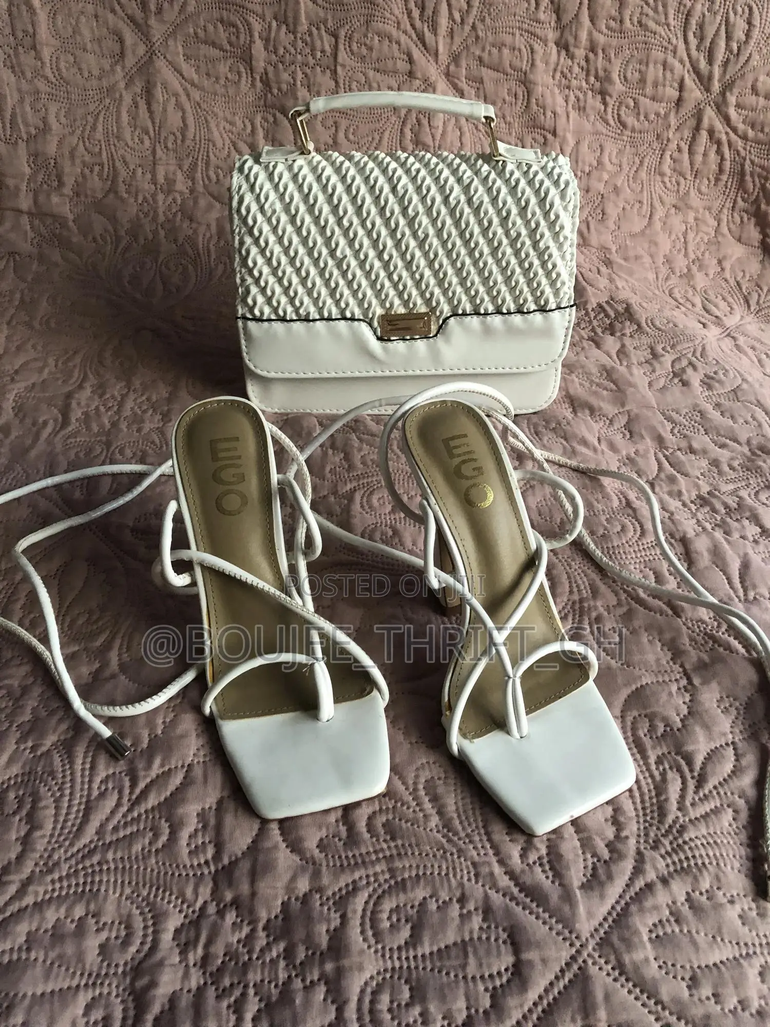 White Ego Lace Up Heels