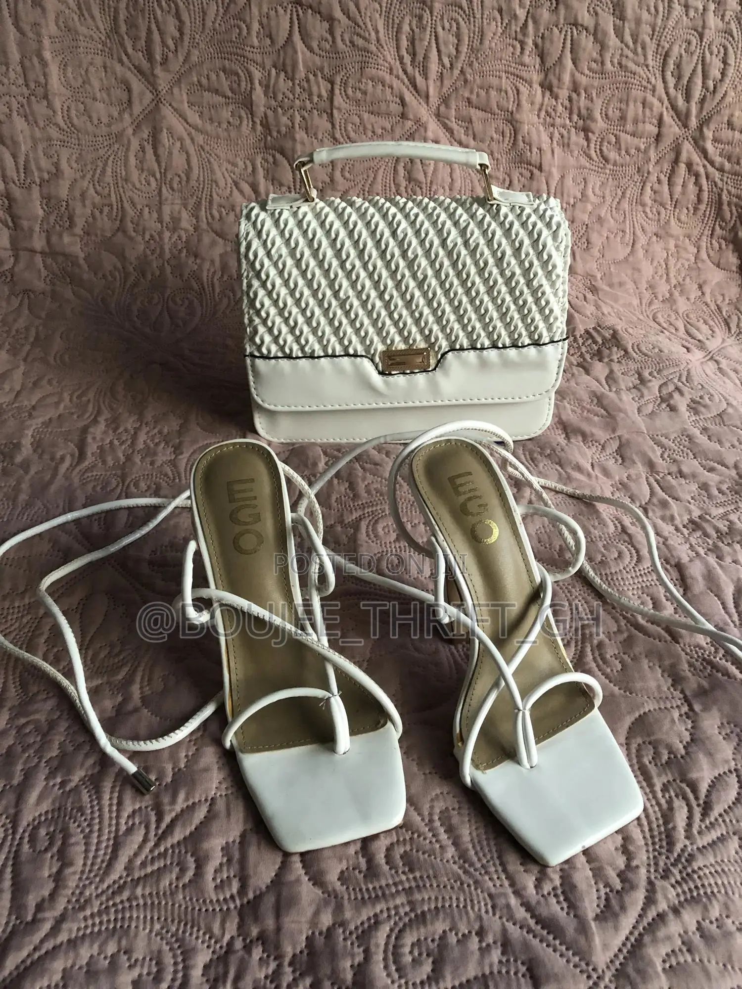 White Ego Lace Up Heels