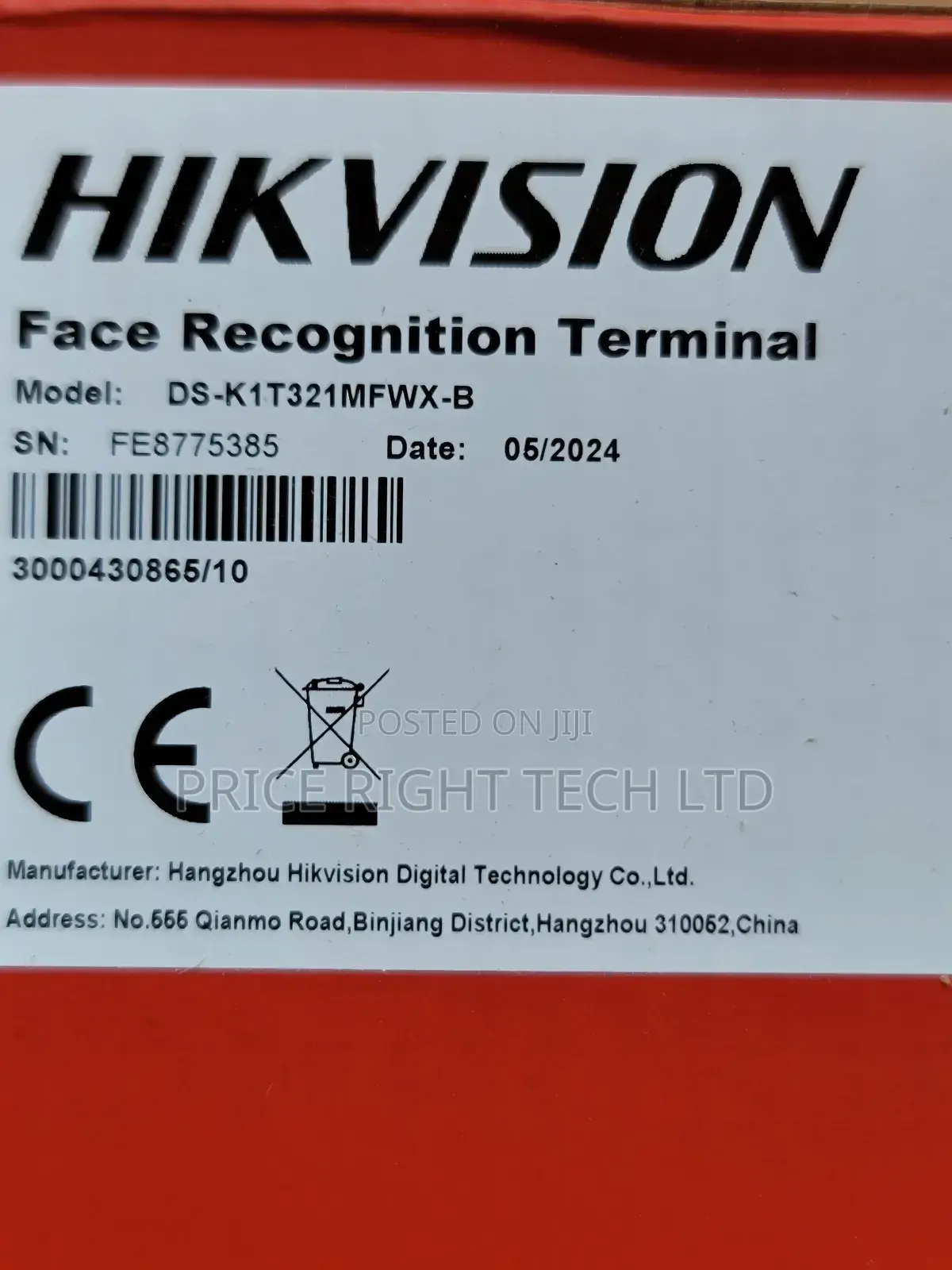 Hikvision Face Recognition Terminal Ds-K1t321mfwx-B
