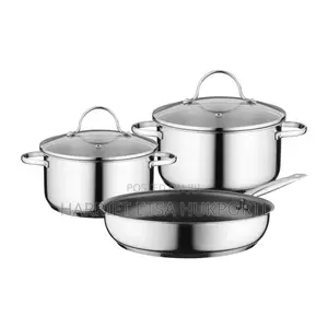 2 Pot Multipurpose Set,1 Frying Pan Saucepan With Glass Lids