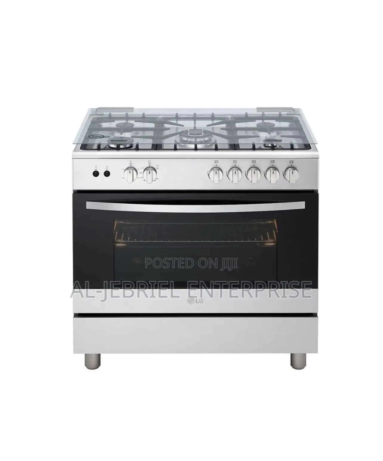 LG Gas Cooker 90 X 60 Cm 5 Burner Grill Oven Silver