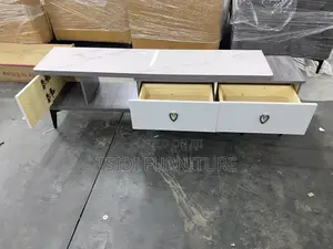 Glass Tvstand With 2 Drawers 