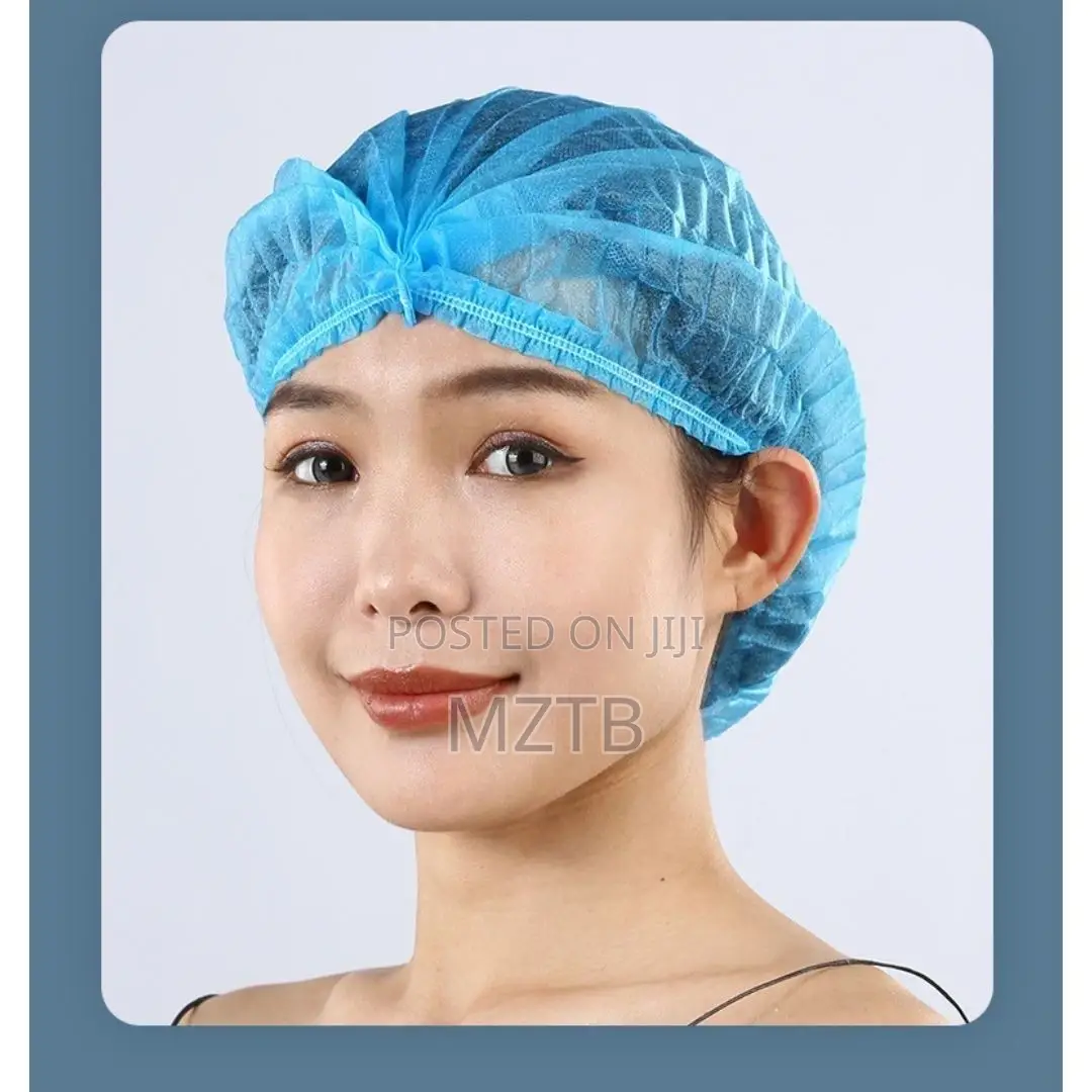 100 Disposable Non-Woven Hairnets - Blue