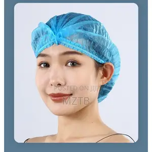 100 Disposable Non-Woven Hairnets - Blue